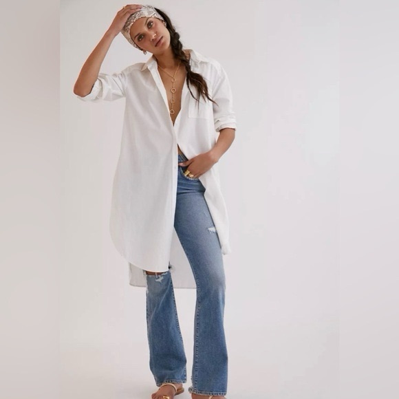 Anthropologie Maeve Maxi Tunic Poplin Buttondown $168 MSRP - Picture 2 of 4